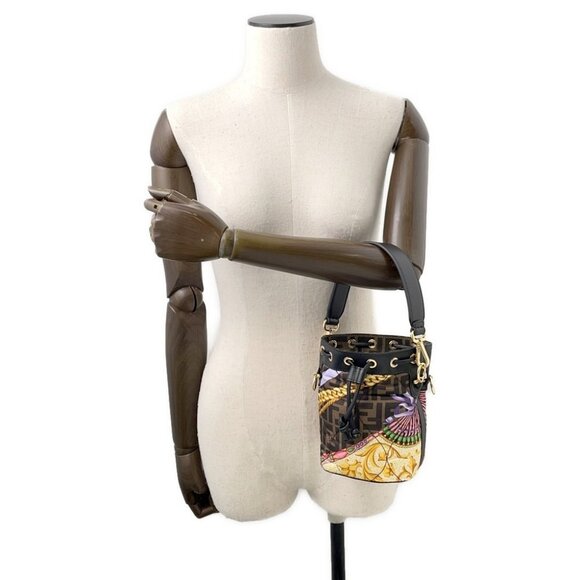 FENDI FENDI x Versace Mon Tresor Size Mini Nylon/Leather Multicolor/Brown 8BS010 - Picture 3 of 12